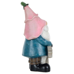 Garden Gnome Ornament Novelty Resin Standing Figure Patio Outdoor - Pink Hat