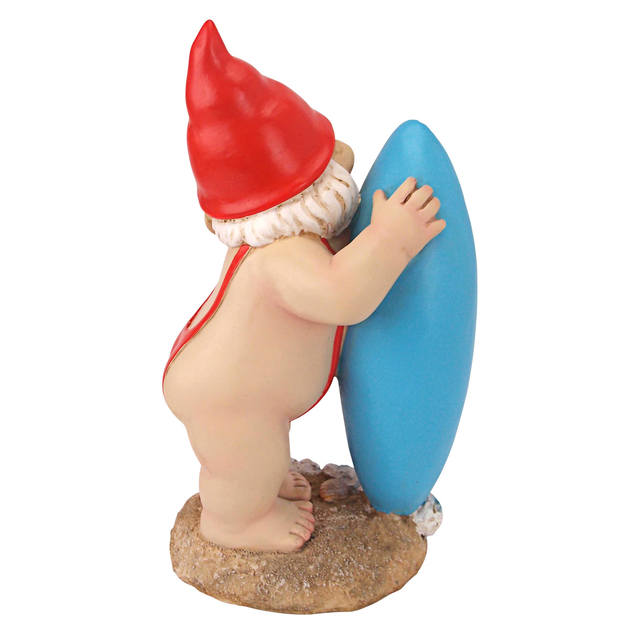 Design Toscano Garden Gnome Statue - Shredder Surfer Dude Gnome - Outdoor Garden Gnomes - Funny Lawn Gnome Statues