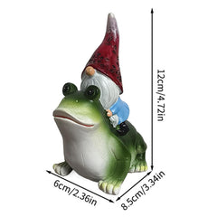 Garden Gnome Decor, Gnome Riding Frog Resin Sculpture, Miniature Faceless Ornament, Compact Whimsical Decoration, Ideal for Yard, Living Room, Backyard, Lawn, Bedroom and Desk