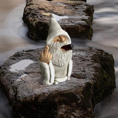 MOOCOCO Garden Gnome Statue, Funny Smoking Middle Finger Wizard Gnomes Statue Garden Figurine Art Garden Decoration, for Outdoor Lawn Yard Garden Porch Patio Ornaments (Middle Finger)
