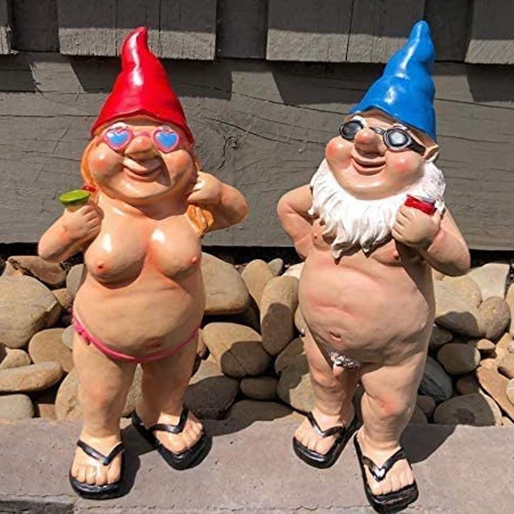 Garden Gnome, Statue Peeing Gnome, Naughty Garden Gnome, Funny Naked Gnome, Resin Garden Gnomes, Male Female Nude Gnomes Goblin-Art Decoration, Lawn Ornaments Indoor or Outdoor Garden Ornament (man)