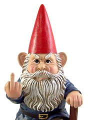 DWK Small Angry Garden Gnome with Shovel Figurine, 9 Inches