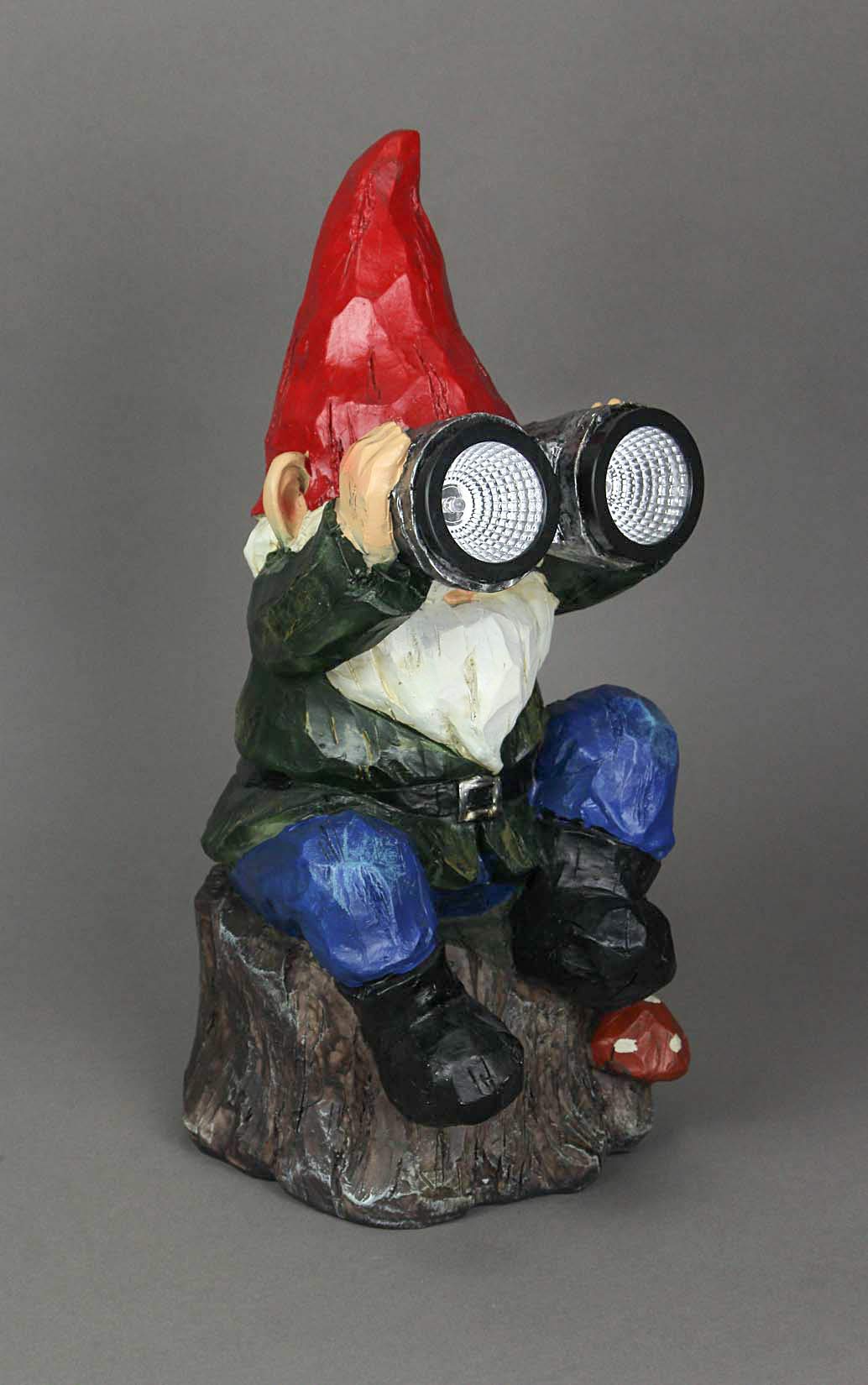 Forest Bird Watcher Garden Gnome Solar Eyes Solar LED Accent Light Sculpture