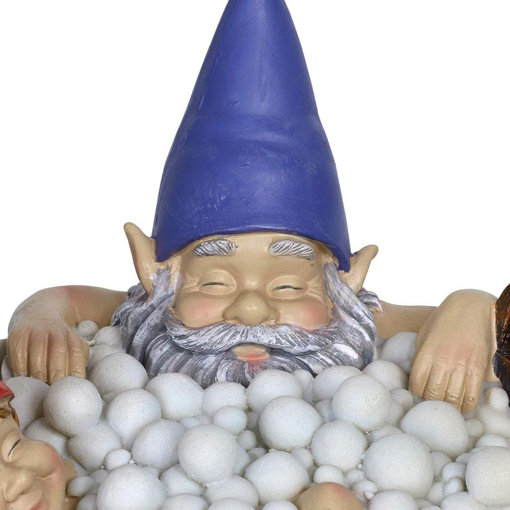 Solar Good Times Bubble Bath Gnomes, Funny Garden Gnome Couple in Bathtub LED Solar Statue Figurine for Outdoor Lawn Patio Yard Landscape Christmas Decorations