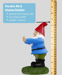 Gnometastic The Original Double Bird Garden Gnome Statue, 8.45" Tall