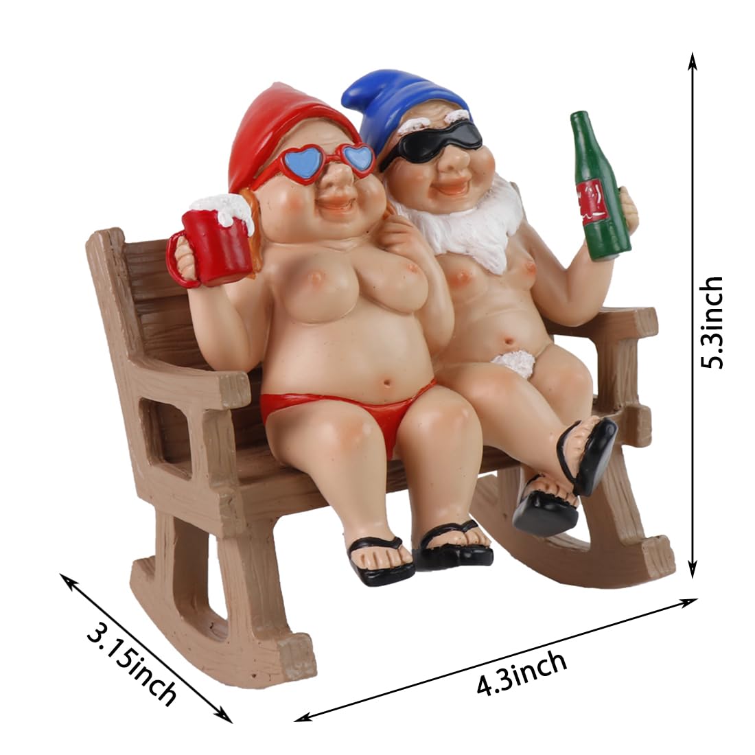 BRYNHILDSANS Funny Garden Gnomes Statue 5.5" Swing Couple Garden Decoration Dwarf Figurines Ornament Drunk Gnome Resin Sculpture Housewarming Halloween