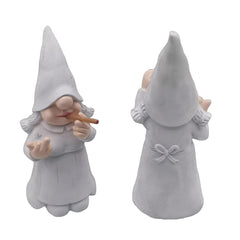 MINICAR 8'' H Funny Middle Finger Lady Gnomes Statues Outdoor Decor, Naughty Smoking Sculptures Garden Yard Patio Decorations, Paintable Unique Gifts
