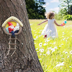 Limtula Garden Landscape Statue Gnomes And Rabbits With Ladder Resins Hanging Ornament For Indoor And Outdoor Use Tree Decors Garden Decoration
