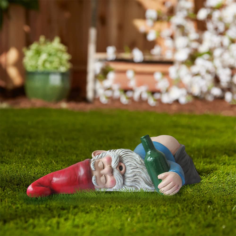 World of Wonders Bottom's Up Passed Out Funny Drunk Gnome Garden Figurine Statue Novelty Gift & Collectible Suitable for Humorous Outdoor Patio Lawn Decor