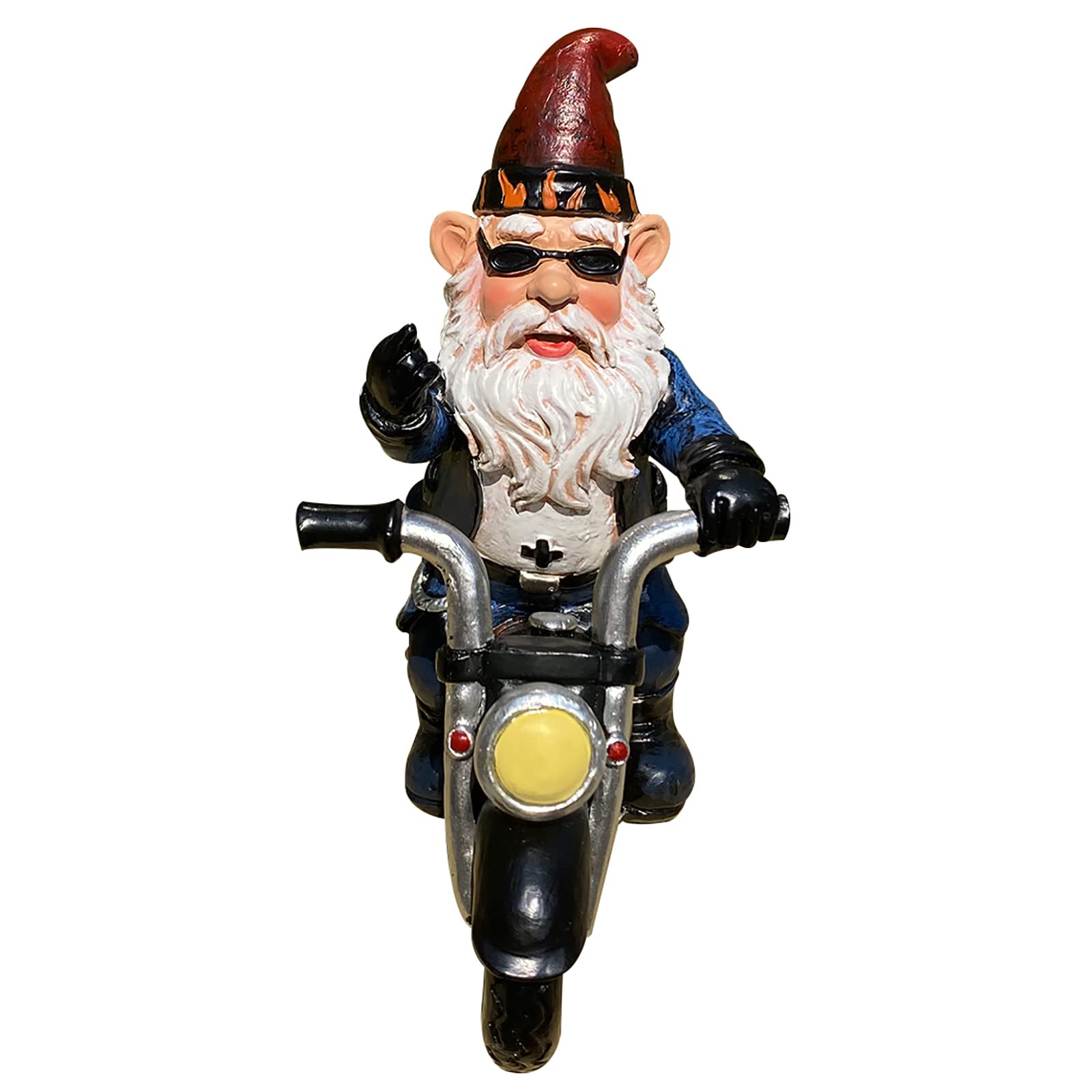 nezababy Garden Gnomes Decorations Funny Riding Motorcycle Naughty Sculpture Statue Outdoor Yard Lawn Decor Resin, Black