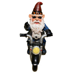 nezababy Garden Gnomes Decorations Funny Riding Motorcycle Naughty Sculpture Statue Outdoor Yard Lawn Decor Resin, Black