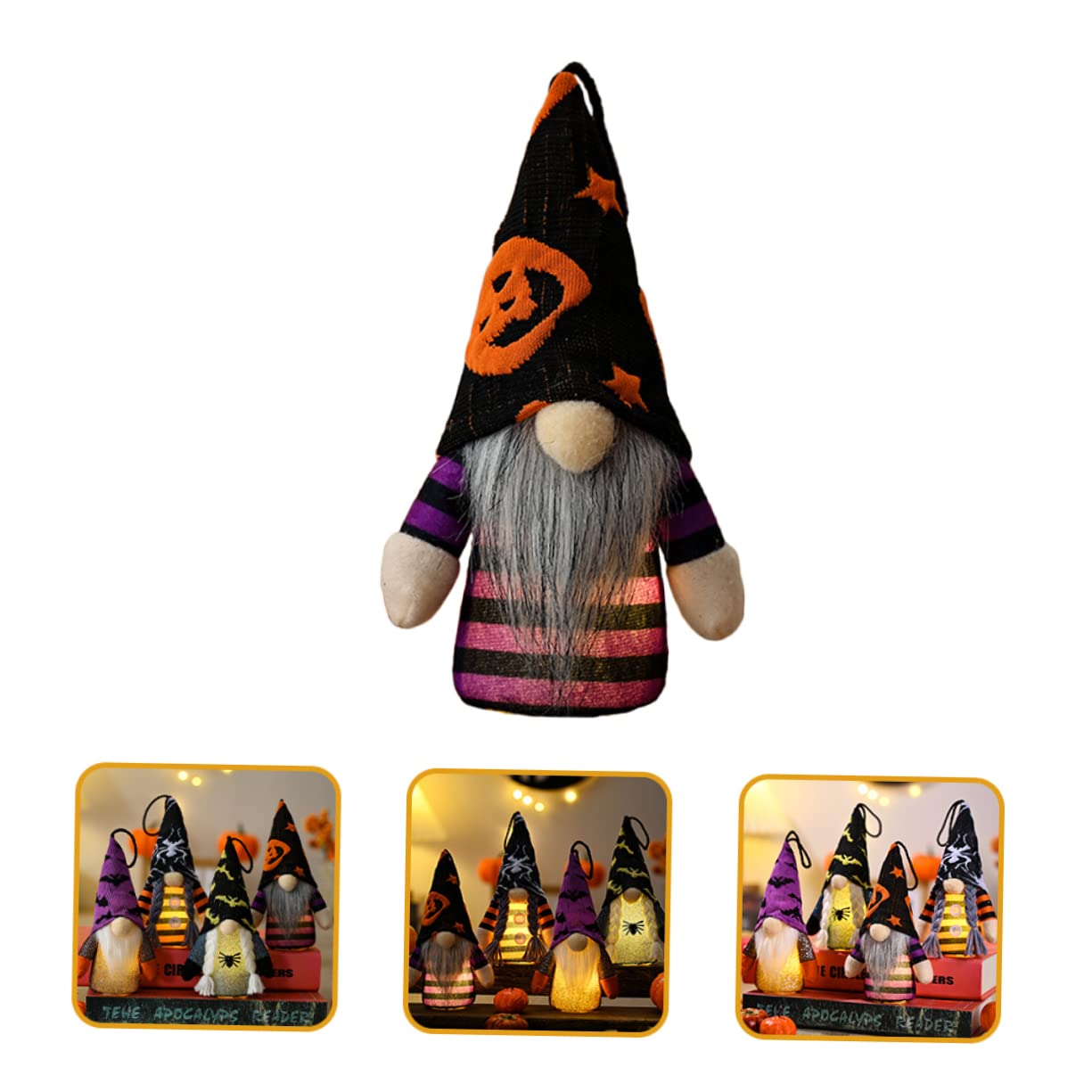 Cabilock 4pcs Halloween Gnome Ornaments Lighting Gnome Pendants Hanging Gnome Dolls Mushroom Solar Lights Elegant Home Decor