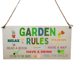 Second Ave Funny Garden Rules Wooden Hanging Gift Rectangle Garden Sign Plaque