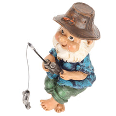 Atyhao Fishing Gnome Garden Statue, Resin Gnome Dwarf Figurine Ornament for Lawn Yard Balcony Porch Patio Flowerpot Decoration