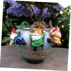 Happyyami 3pcs Garden Gnome Statue Set Outdoor Resin Dwarf Pendants Fairy Garden Decorations Tree Ornaments