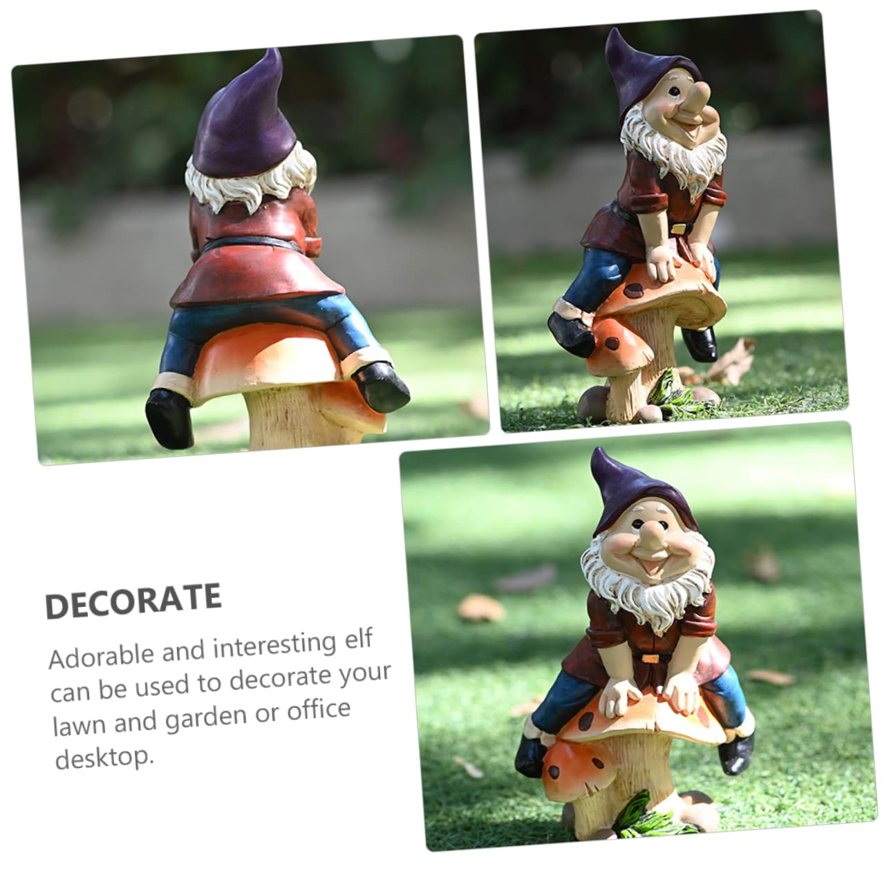 Happyyami Outdoor Garden Dwarf Statue Adorable Resin Figurine for Home Decor Desktop Lawn and Decoration Durable Eco-friendly Miniature Gnome Ornament