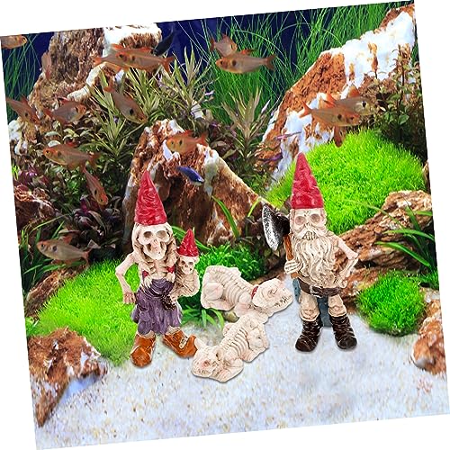COSMEVIVI 1set Garden Gnome Skeleton Statue Resin Halloween Decoration for Outdoor and Indoor Use for Spooky Garden Micro-landscapes Gnome Figurine Lifelike Design Great for Halloween