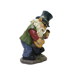 Nature's Mark Rock n Roll Gnome in a Band Playing Guitar Resin Statue Figurine Home Garden Decorative Accent Décor (9" H)