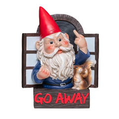 Angry Middle Finger Gnome Garden Statue - Wacky Fantasy Naughty Gnome Figurine Flipping Off Guests - Resin Home Wall Tree Hanging Decor