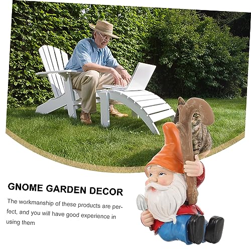 Happyyami 2pcs Garden Gnome Statue Charming Outdoor Decor for Garden Gnome Figurines Hooks Tree Ornaments for Home and Patio