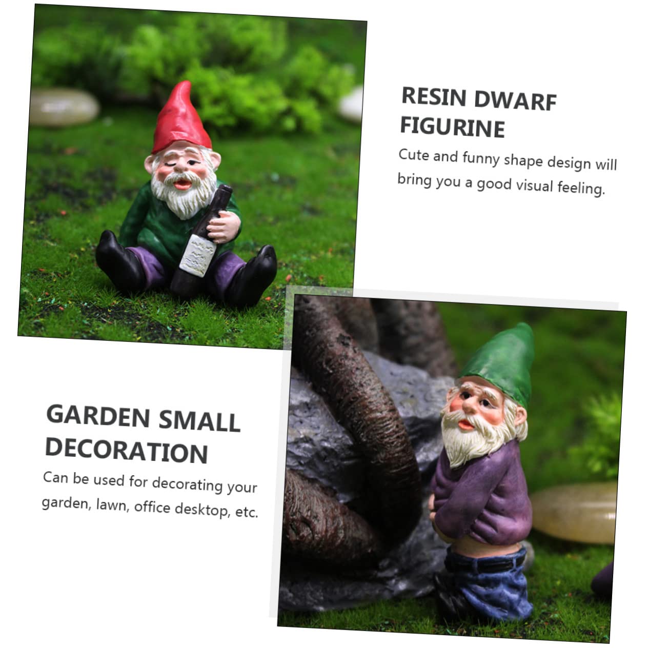 Ciieeo 9pcs Resin Dwarf Figurines for Landscape Decor Cute Garden Gnome Ornaments Outdoor Decorations for Lawn Patio and Office