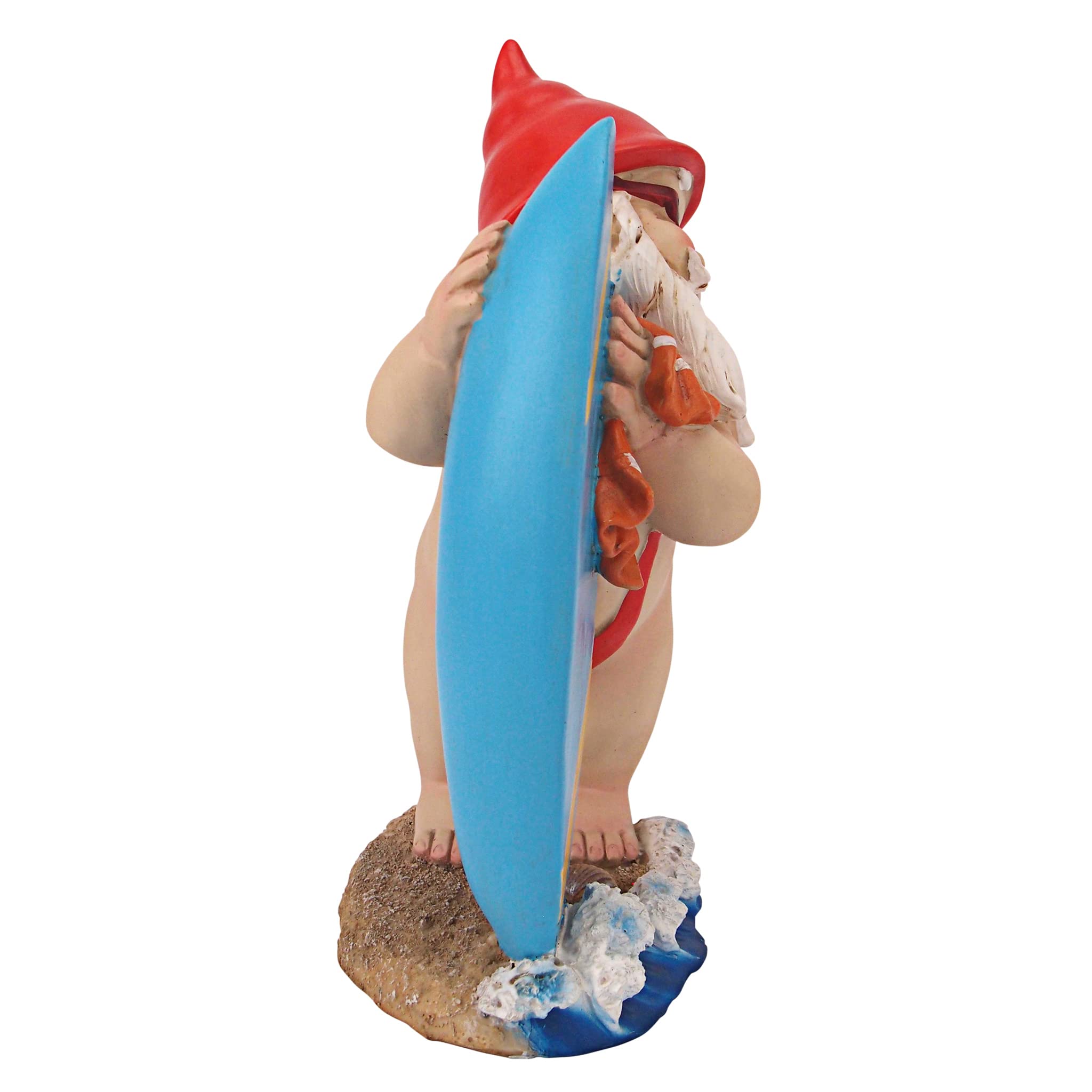 Design Toscano Garden Gnome Statue - Shredder Surfer Dude Gnome - Outdoor Garden Gnomes - Funny Lawn Gnome Statues