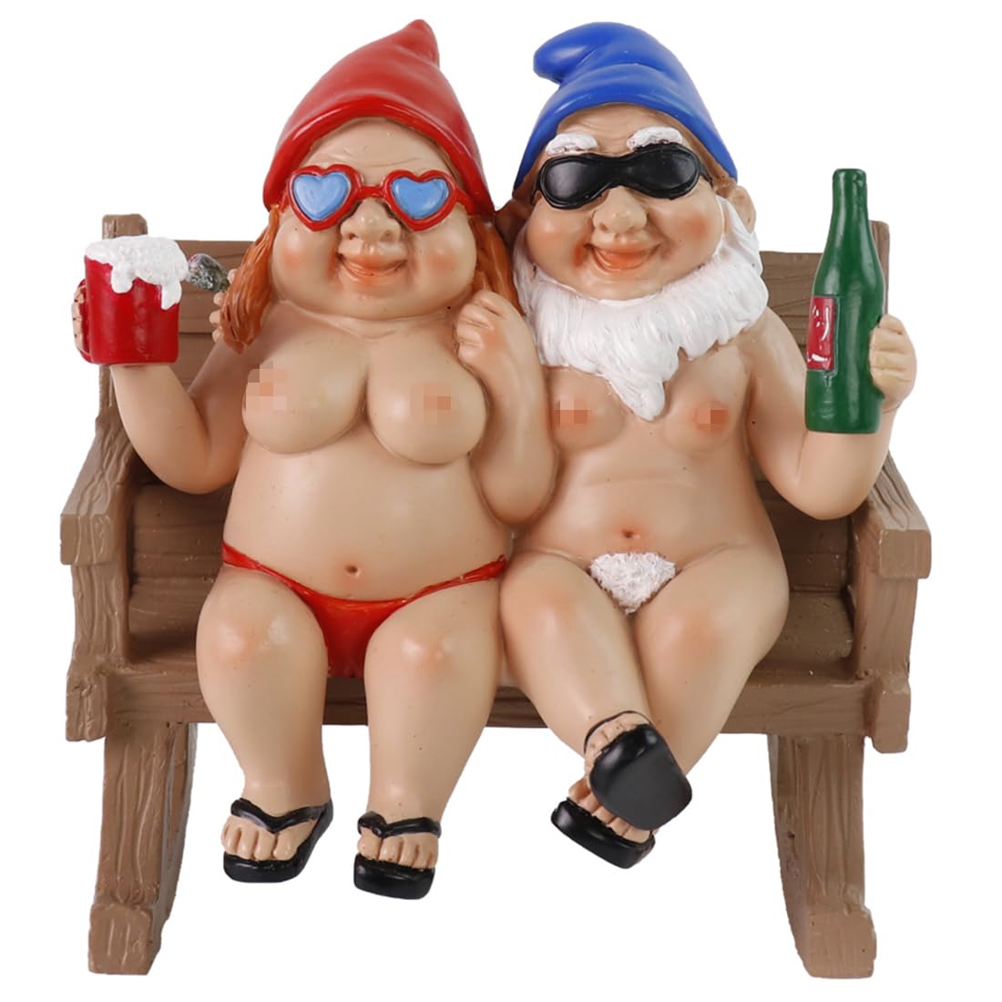 BRYNHILDSANS Funny Garden Gnomes Statue 5.5" Swing Couple Garden Decoration Dwarf Figurines Ornament Drunk Gnome Resin Sculpture Housewarming Halloween