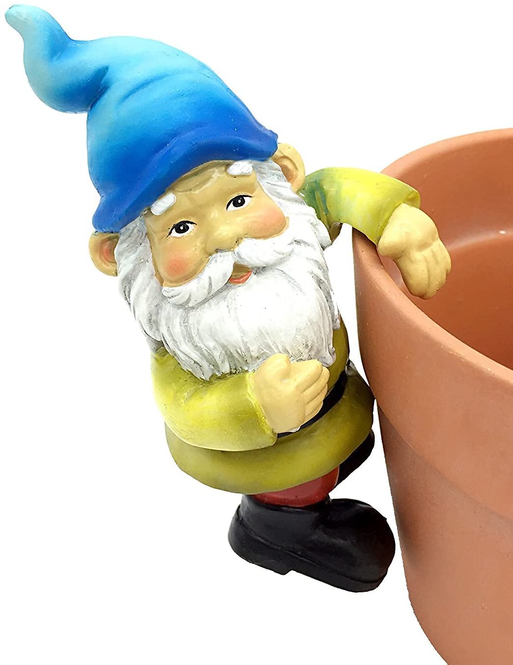 FICITI Garden Gnome Flower Pot and Vase Perchers Sitters Clingers Hangers -Set of 4