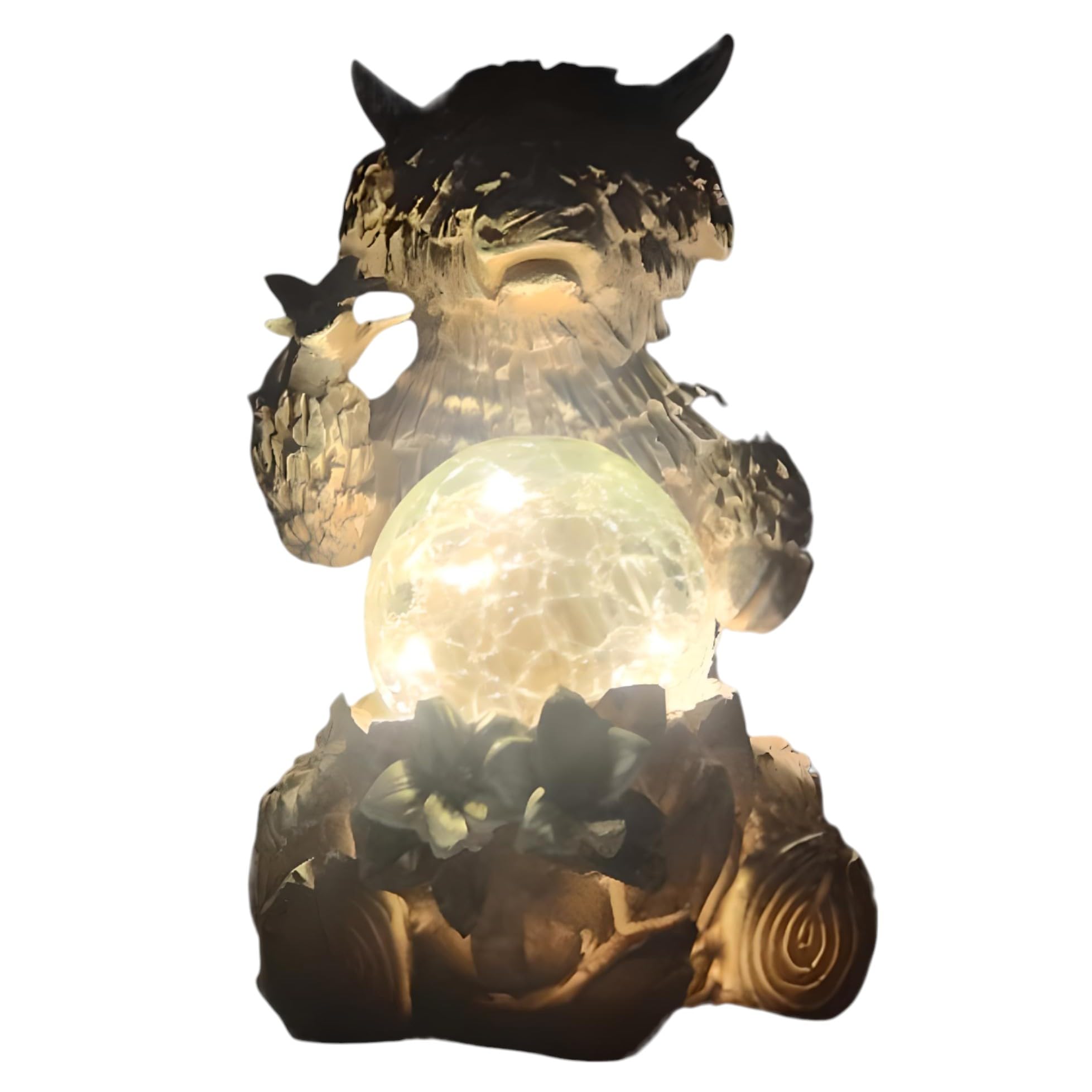 Divas World Highland Cow Solar Garden Light – LED Crackle Glass Ball Solar Ornament, 16cm Rustic Farmhouse Decor, Outdoor Country Garden Decorations, Waterproof Animal Figure for Yard, Patio, Home