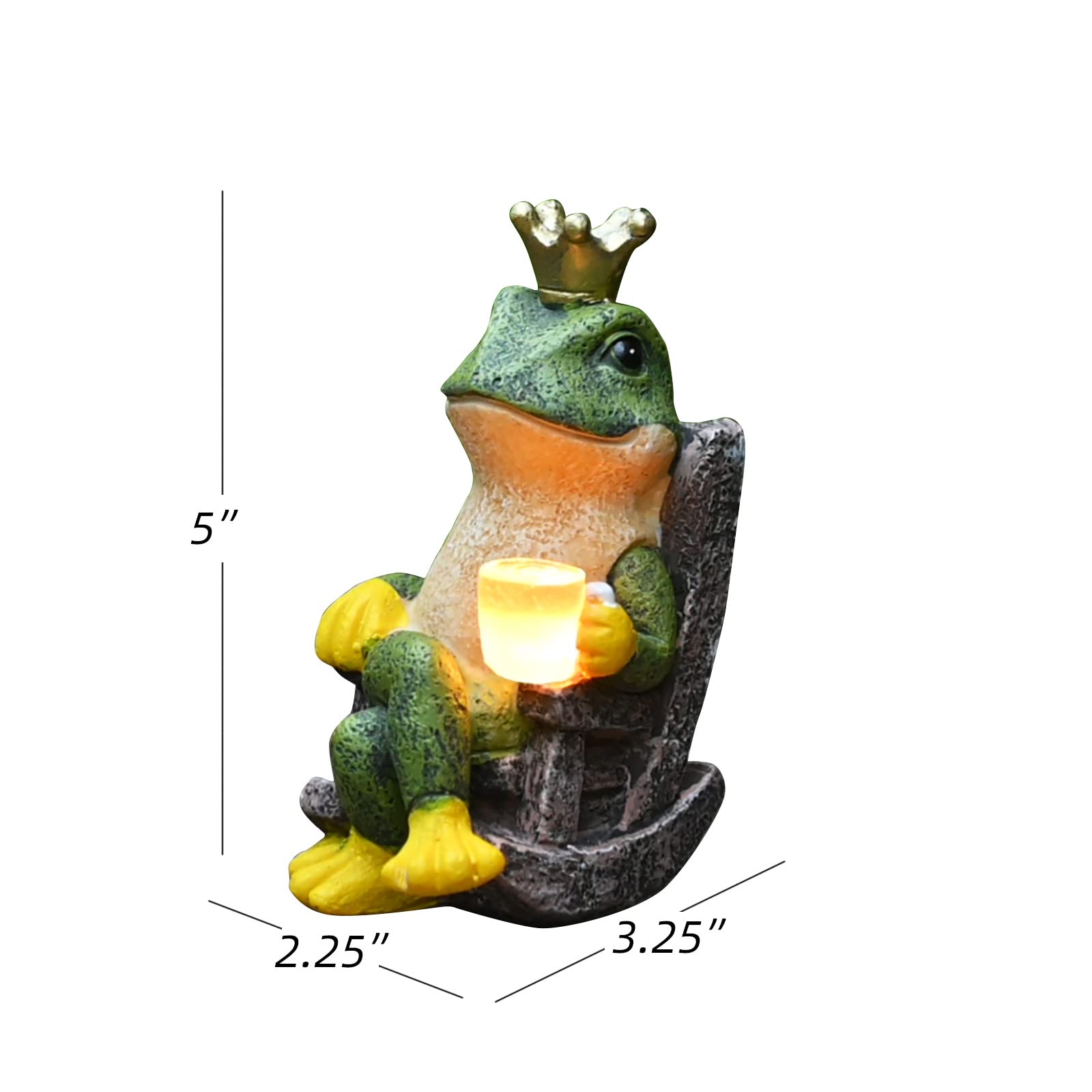 Gardenfans Miniature Frog Garden Statue with Solar Light Home Decor Fairy Garden Accessories Frog Decor for Patio, Balcony, Yard, Lawn Bedroom 2.3"x3.3"x5"