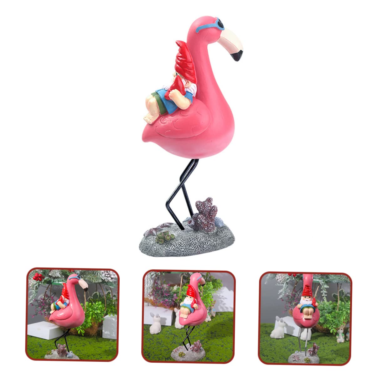 SUPVOX Naughty Gnome Statue Flamingo Wear Resistant Resin Dwarf Garden Ornament for Outdoor Lawn and Lightweight for Courtyards and Parties