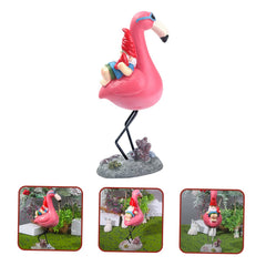 SUPVOX Naughty Gnome Statue Flamingo Wear Resistant Resin Dwarf Garden Ornament for Outdoor Lawn and Lightweight for Courtyards and Parties