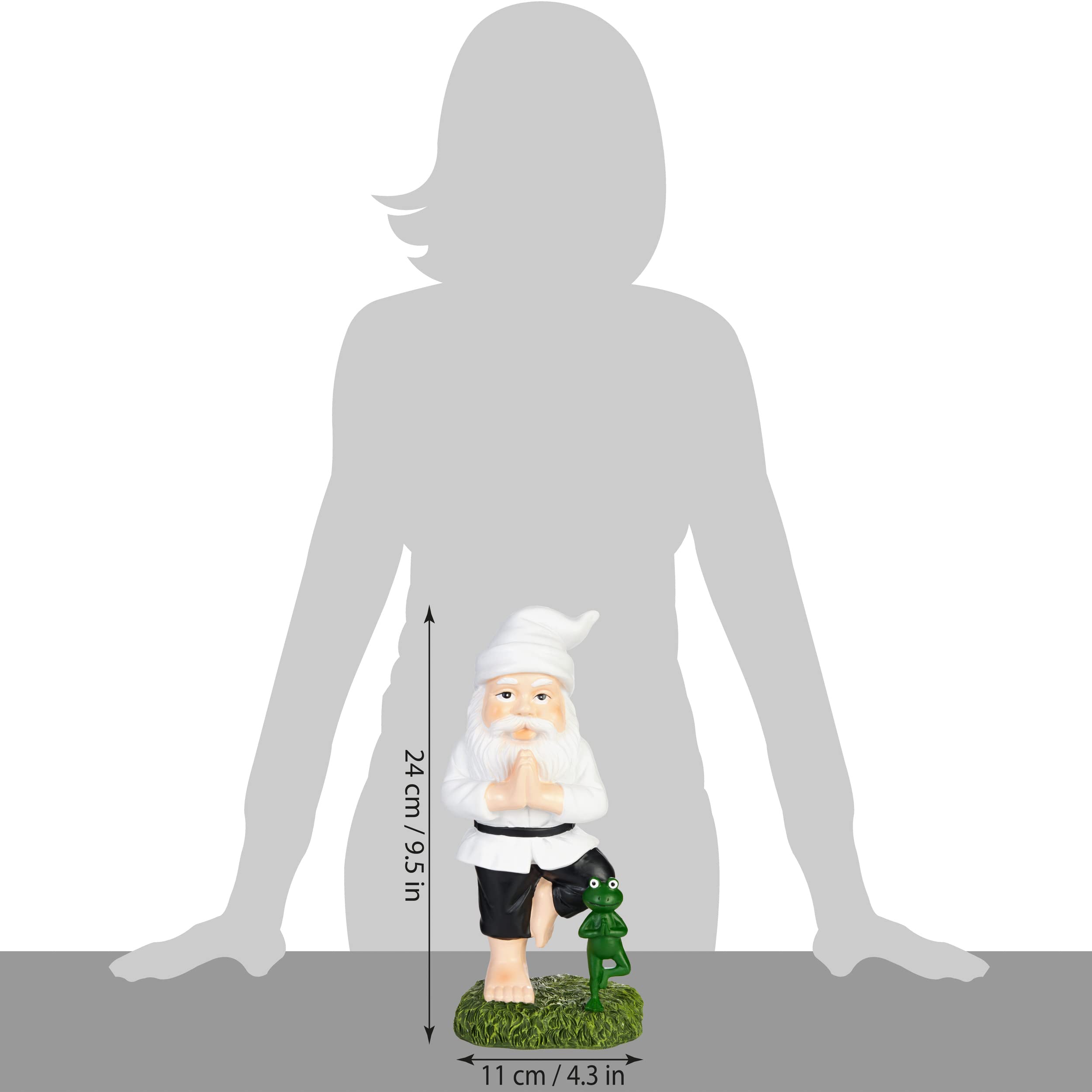 BRUBAKER Garden Yoga Gnome Tree - Gnome with Frog - Garden Sport Figure Vrksasana - Weatherproof Zen Decoration for Garden and Camping - Funny White Outdoor Decoration - 9.5 inches