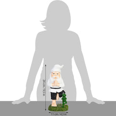 BRUBAKER Garden Yoga Gnome Tree - Gnome with Frog - Garden Sport Figure Vrksasana - Weatherproof Zen Decoration for Garden and Camping - Funny White Outdoor Decoration - 9.5 inches