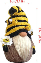 Garden Gnome Statue，Bee Gnome Spring Sunflower Doll Decor, Handmade Bumble Plush Faceless Doll Ornaments, Bedroom Desktop Gnomes Ornaments, Indoor Spring Decor for Home