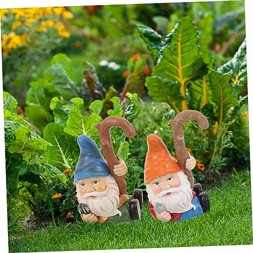 Happyyami 2pcs Garden Gnome Statue Charming Outdoor Decor for Garden Gnome Figurines Hooks Tree Ornaments for Home and Patio