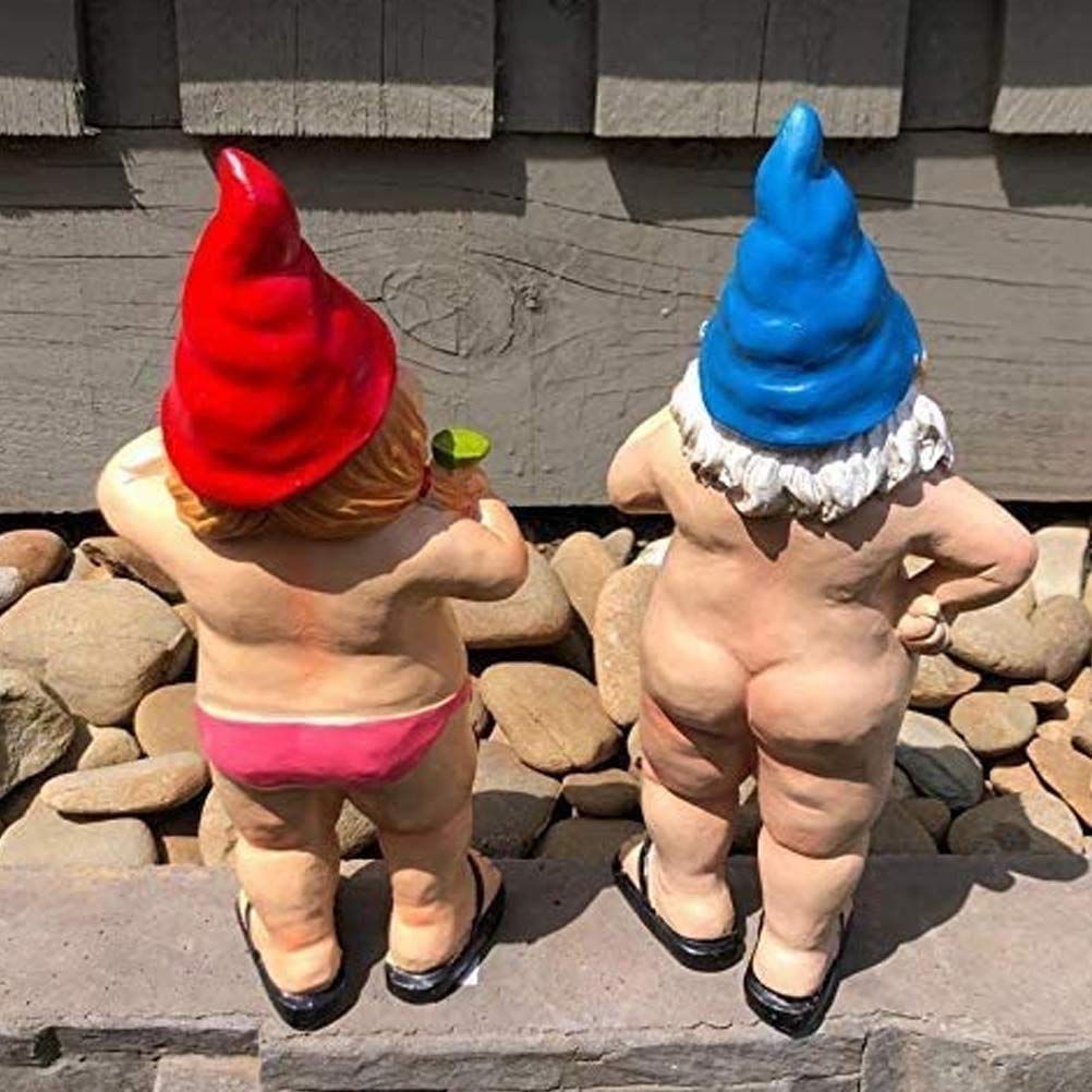 Garden Gnome, Statue Peeing Gnome, Naughty Garden Gnome, Funny Naked Gnome, Resin Garden Gnomes, Male Female Nude Gnomes Goblin-Art Decoration, Lawn Ornaments Indoor or Outdoor Garden Ornament (man)