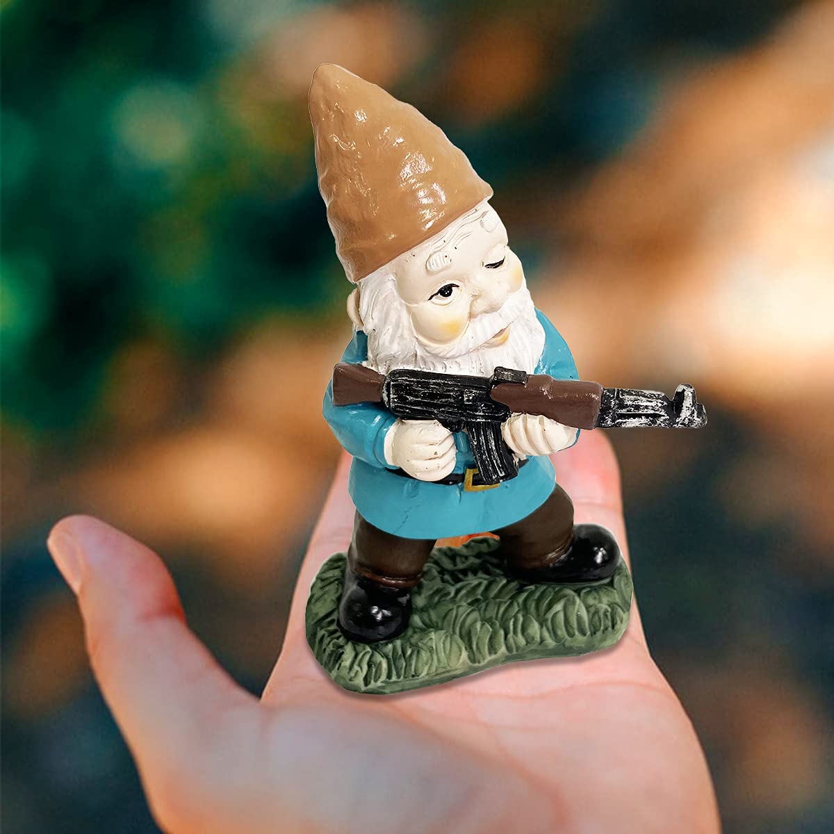 PERFECTOP 3Pcs Military Soldier Garden Gnomes with Guns AK47, Funny Army War Combat Defender Gnome Statue Figurines, Indoor Outdoor Patio Yard Lawn Desktop Ornament Decor,Valentine's Day Men Gift
