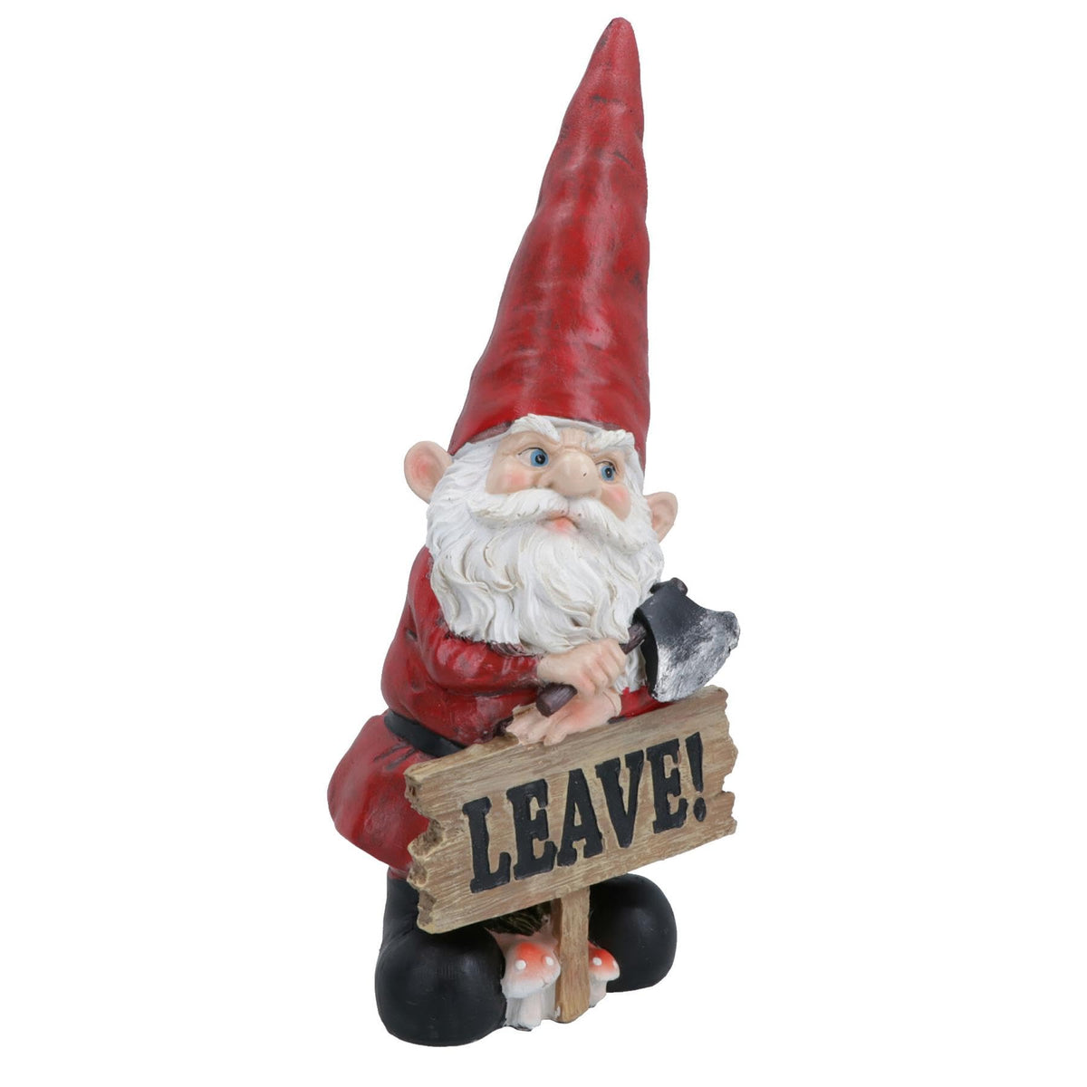 AB Tools Gnome with Leave Sign Figurine Statue House Decor Ornament Garden Yard
