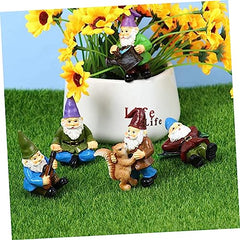 Toyvian 6Pcs Garden Gnome Statue Ornament Creative Resin Dwarf Figurines for Decoration Durable Outdoor Adornment Weather Resistant Courtyard Decor
