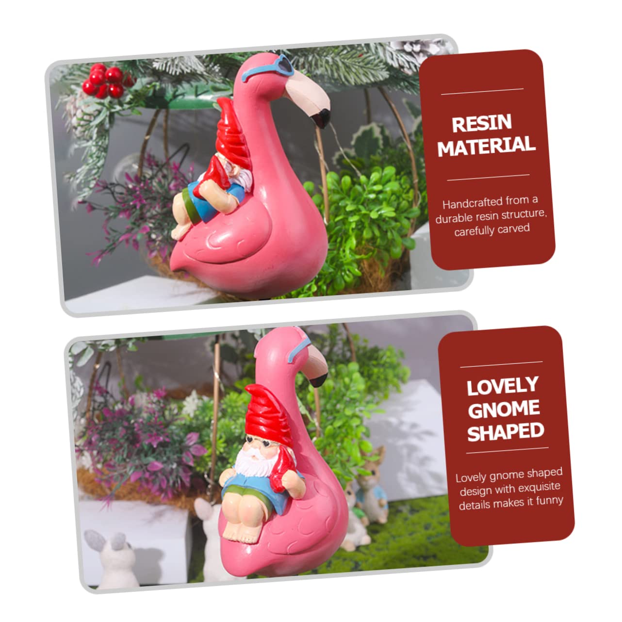 SUPVOX Naughty Gnome Statue Flamingo Wear Resistant Resin Dwarf Garden Ornament for Outdoor Lawn and Lightweight for Courtyards and Parties