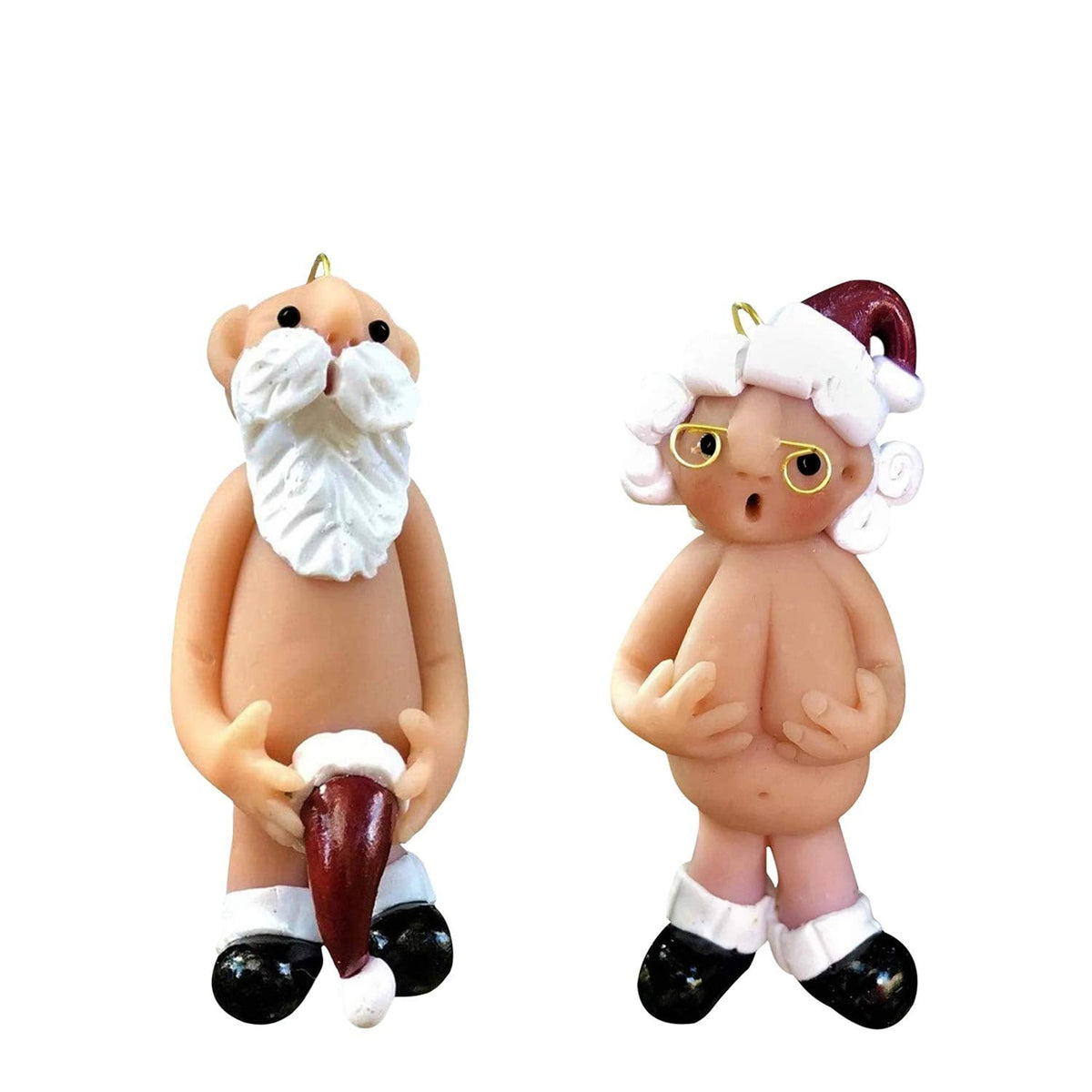 DWTECH 2 Pack Naughty Santa Ornament Set - 5.2cm Naked Santa Home Indoor Table Decor for Christmas Party Tree Hanging