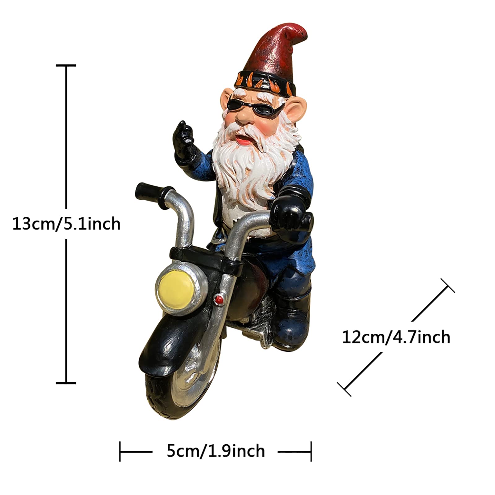 nezababy Garden Gnomes Decorations Funny Riding Motorcycle Naughty Sculpture Statue Outdoor Yard Lawn Decor Resin, Black