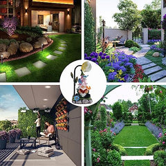 Garden Gnomes, Garden Gnomes for Outdoors, Solar Garden Gnome Resin Funny Garden Gnome Weatherproof Figure with LED Solar Lantern Gnome Garden Figures, Garden Lights for Patio, Lawn, Yard, Decor 25 cm