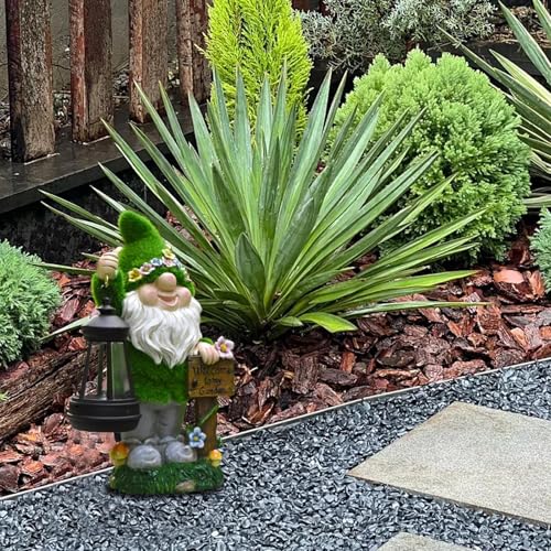 Solar Gnomes Decor, Garden Lantern Statue, Outdoor Yard Sculpture, Weather-Resistant Build, Automatic Light Sensor, Perfect for Home Gardens, Kids' Spaces, Friendly Presents, 6.3x3.15x0.98 inches