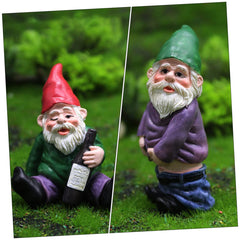 Ciieeo 9pcs Resin Dwarf Figurines for Landscape Decor Cute Garden Gnome Ornaments Outdoor Decorations for Lawn Patio and Office