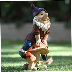 Happyyami Outdoor Garden Dwarf Statue Adorable Resin Figurine for Home Decor Desktop Lawn and Decoration Durable Eco-friendly Miniature Gnome Ornament