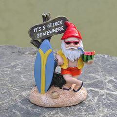 NIYEYE Garden Gnomes for Outdoor Use Funny Cool Surfing Garden GNOME Weatherproof Made of Resin Decorative Figurine