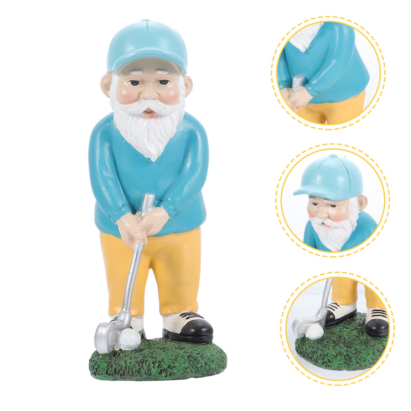 ORFOFE Miniature Golfing Dwarf Ornament Resin Gnome Statue Garden Decorations Fairy Garden Accessory