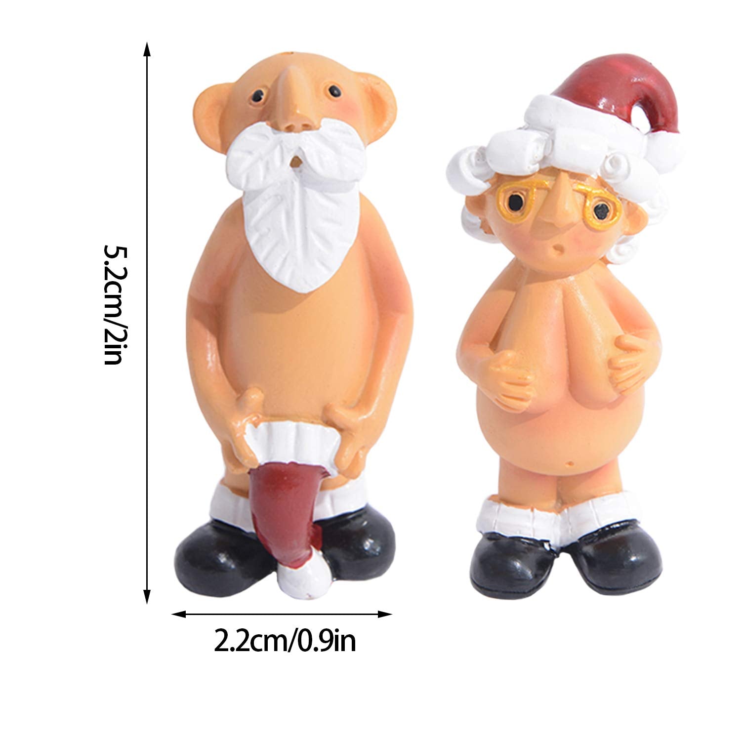 DWTECH 2 Pack Naughty Santa Ornament Set - 5.2cm Naked Santa Home Indoor Table Decor for Christmas Party Tree Hanging